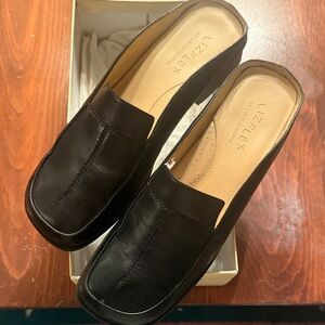 Liz Claiborne Black Leather Slip-On Shoes